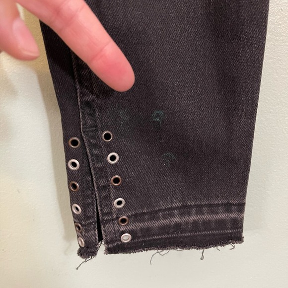 Sandro Women's Embellished Eyelets High Rise Denim Skinny Jeans Black Size 34 - Picture 6 of 12